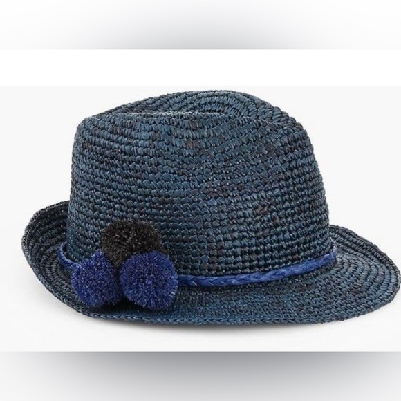 NWT Talbots Women's Raffia Pom Pom Fedora